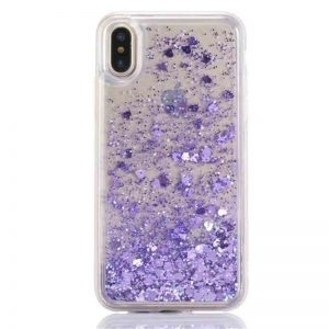 Husa cu glitter si lichid iPhone XR Mov